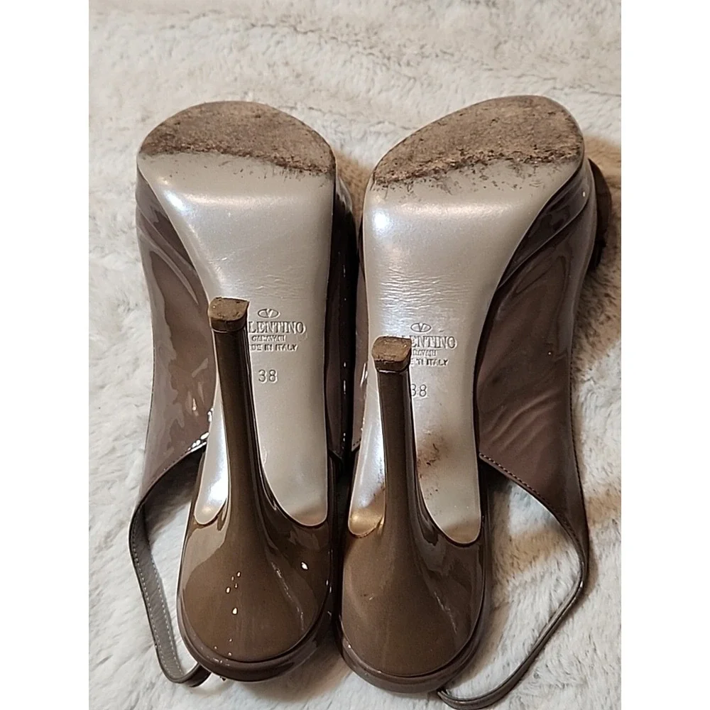 Valentino Garavani Shoes‎ Womens 7 Leather Heels Stilettos Beige Bow Designer US